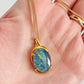 Vintage Glass Opal Sterling Vermeil Pendant Necklace
