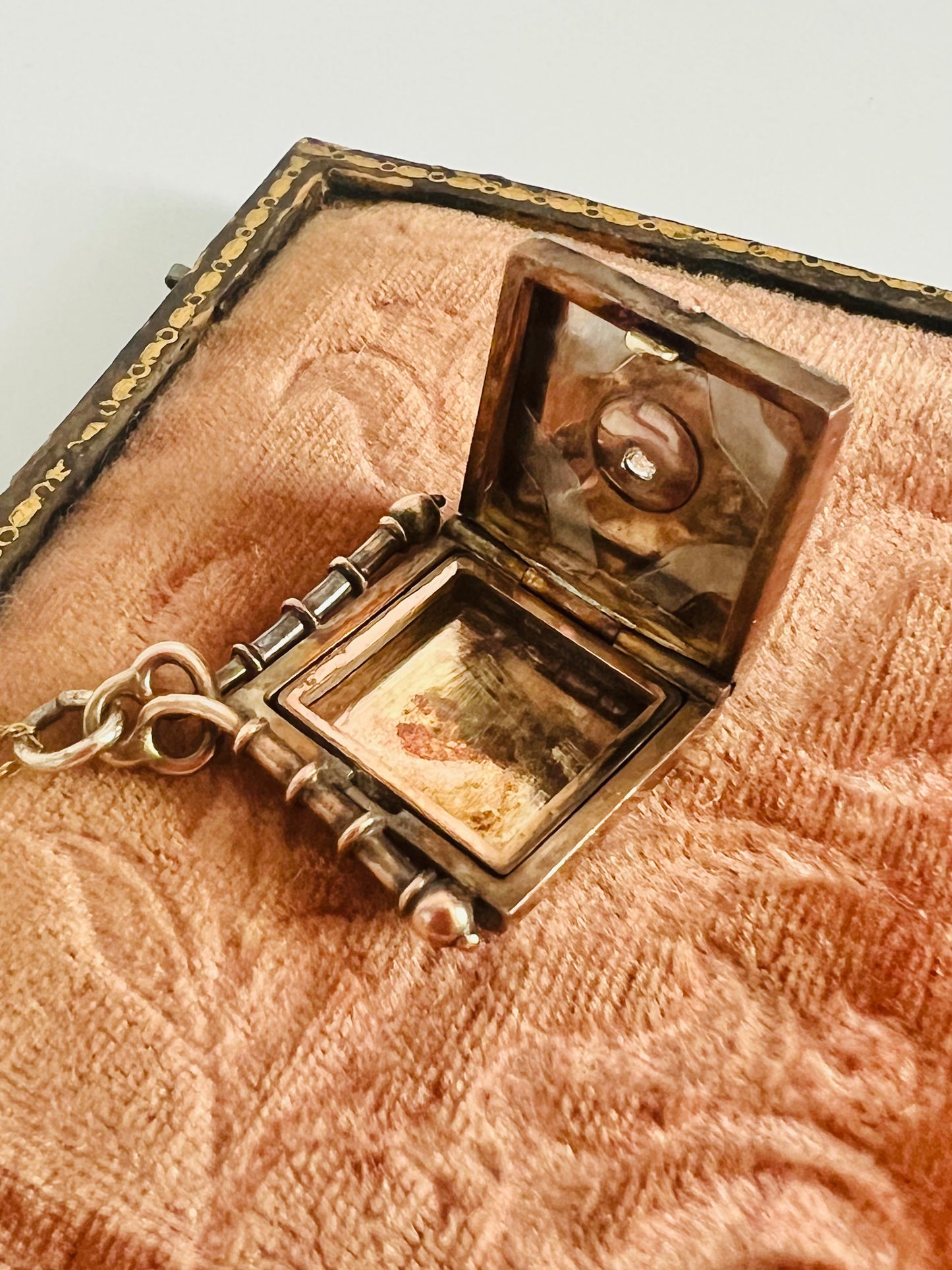 Rare Victorian 1889 Sterling and Gold Filled Locket Necklace