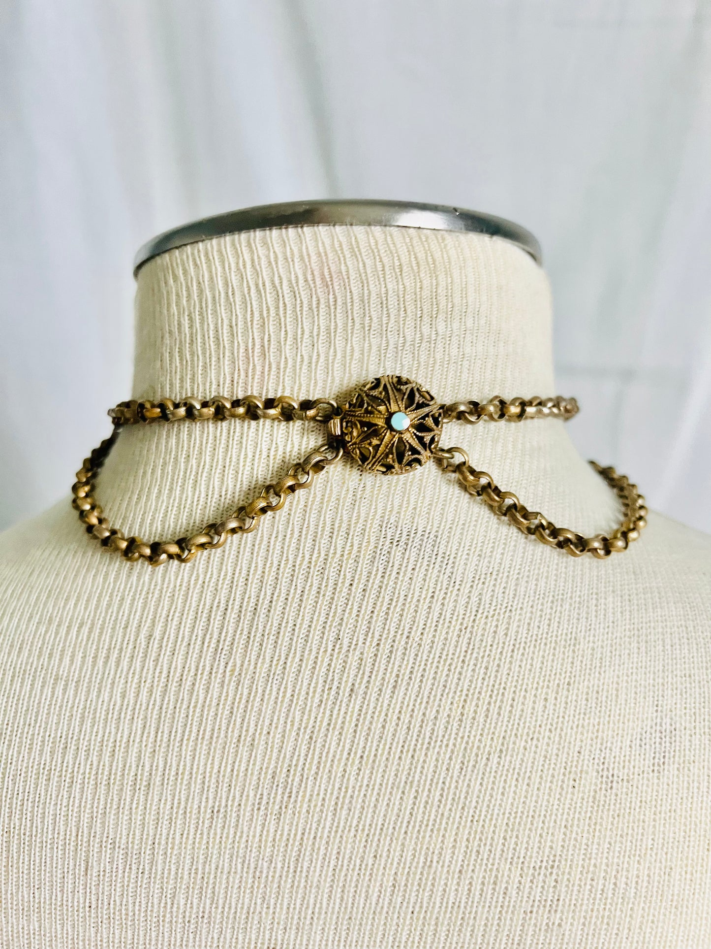 Vintage French 1930s Festoon Filigree Bib Necklace