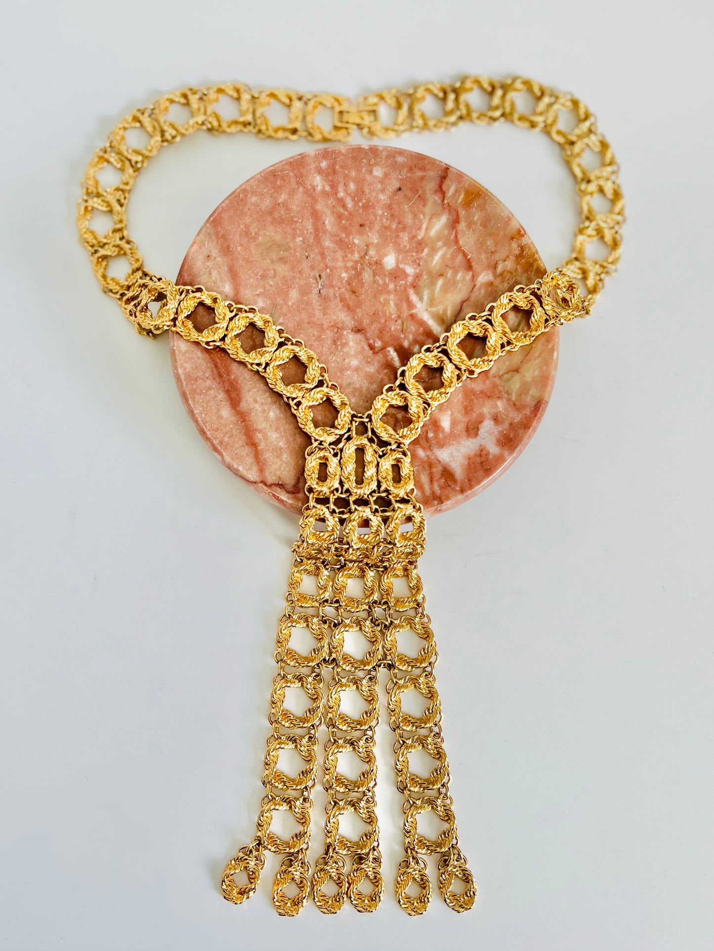 Vintage 1970s Monet Bouclais Gold Statement Necklace