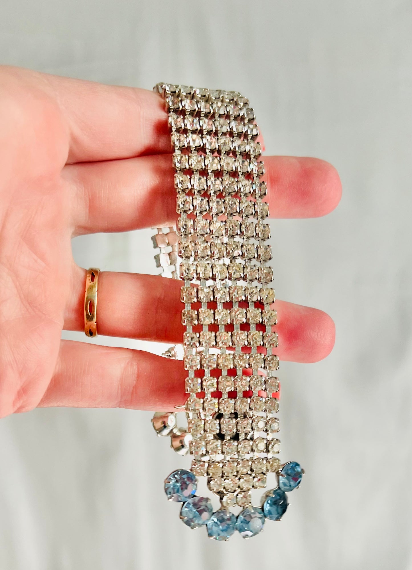 Rare Midcentury Sparkling Rhinestone Statement Bracelet