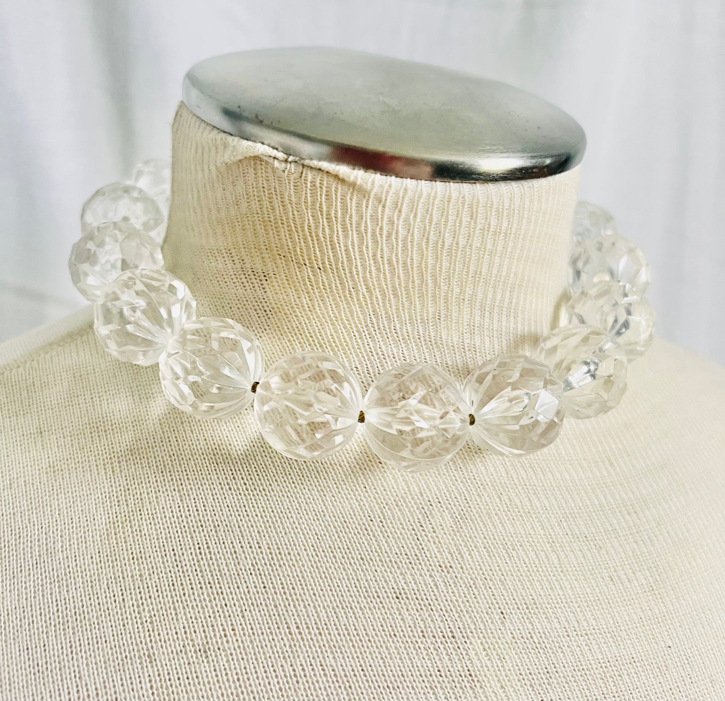 Vintage 1960s Faceted Clear Lucite Bubble Necklace
