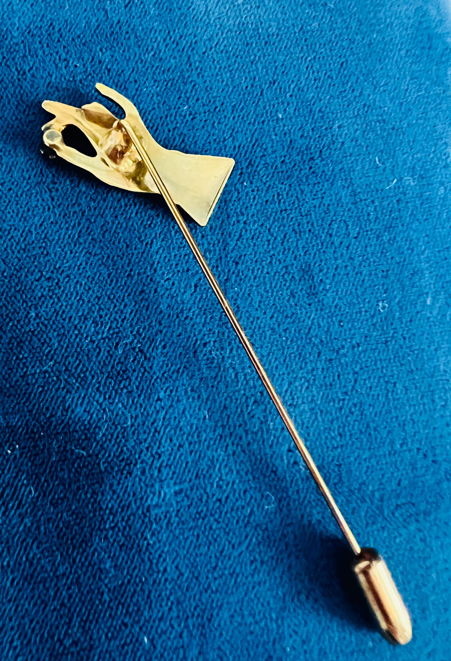 Deadstock Vintage Gold 1970s Figural Hand Stick Pin Brooch