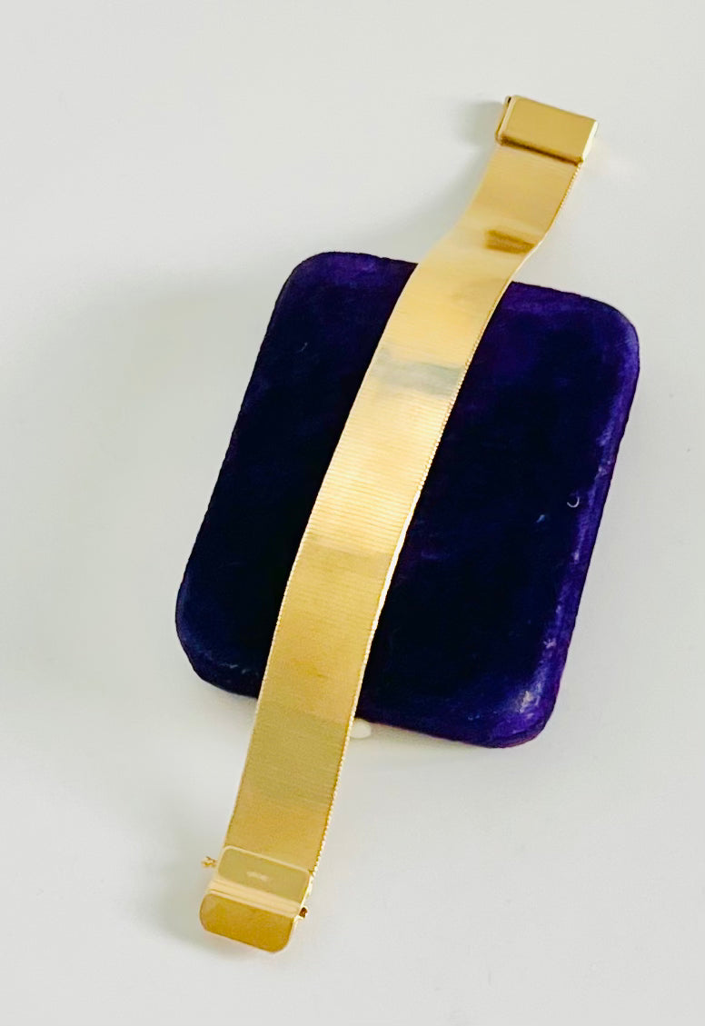 Vintage Monet Goldplated Wide Flat Textured Bracelet