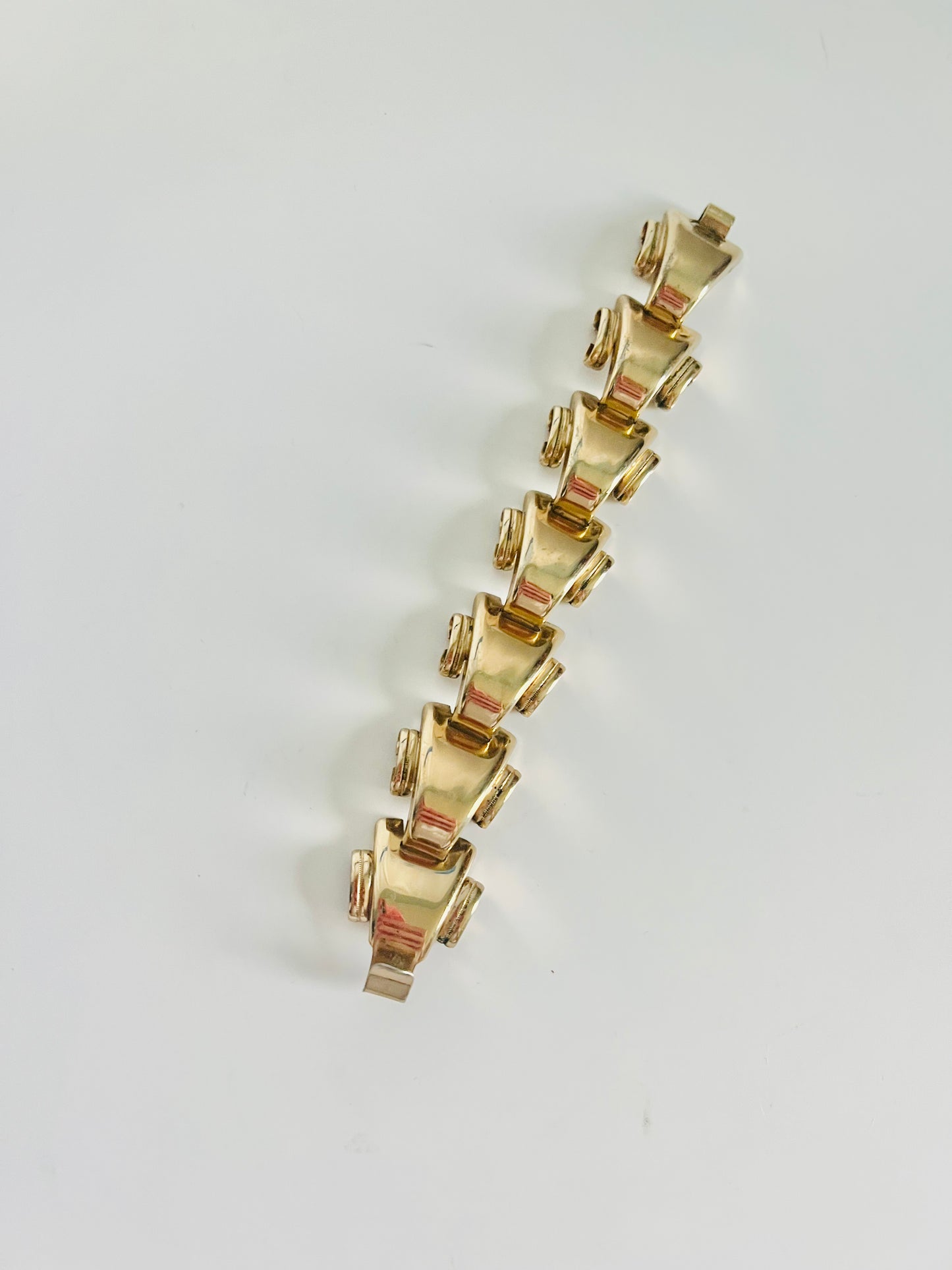 Vintage Ornate Link 1960s Domed Bracelet