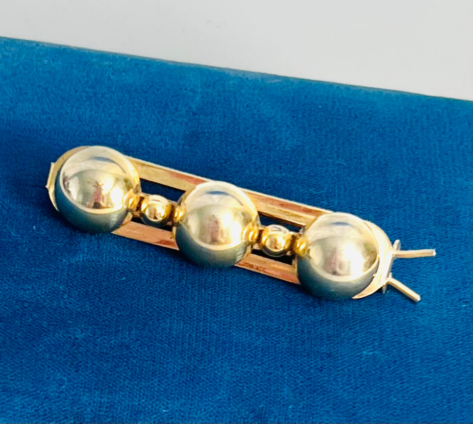 Vintage Gold Ball Bar Hair Barrette