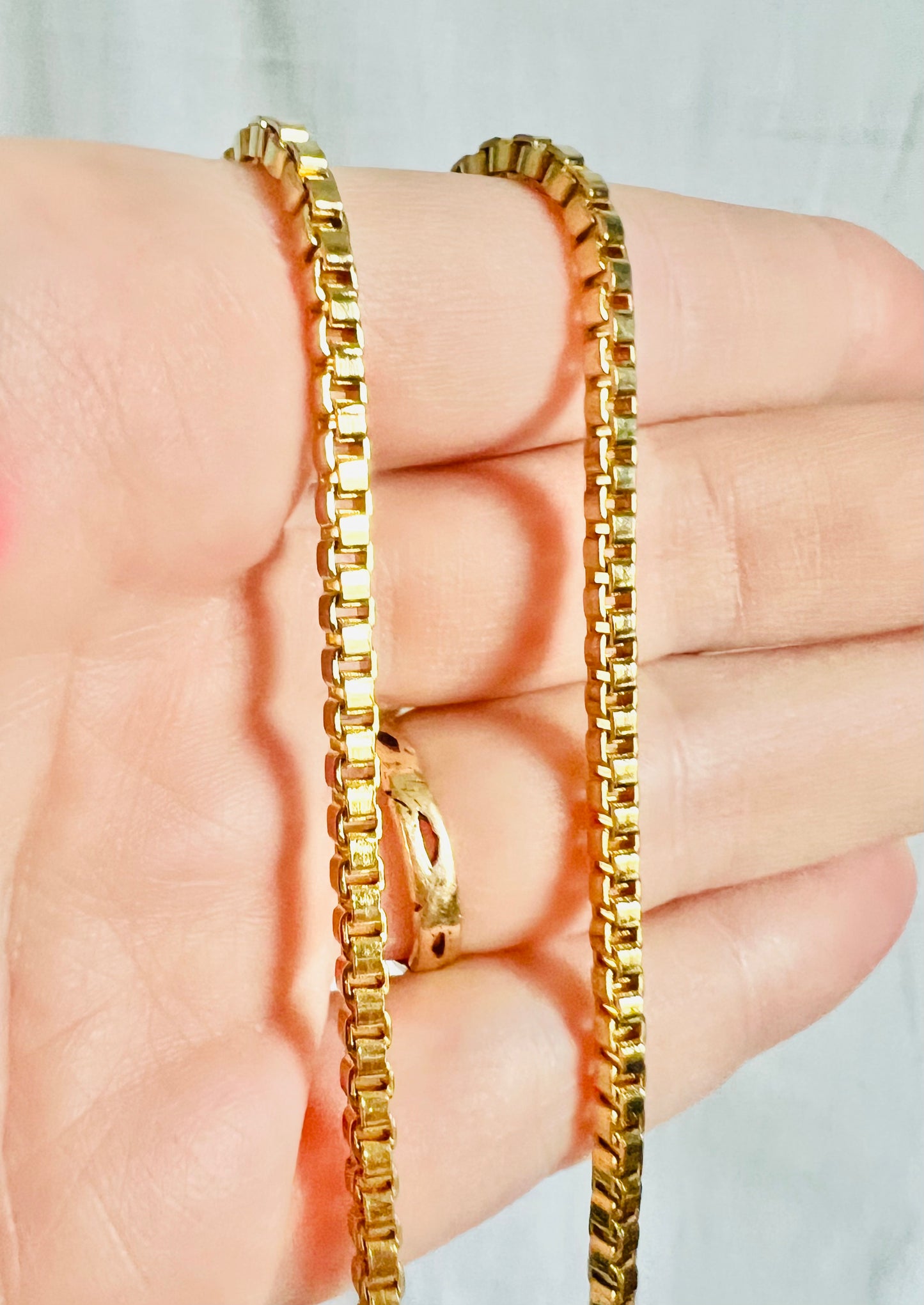 Vintage Deadstock Gold Tone Box Chain Necklace