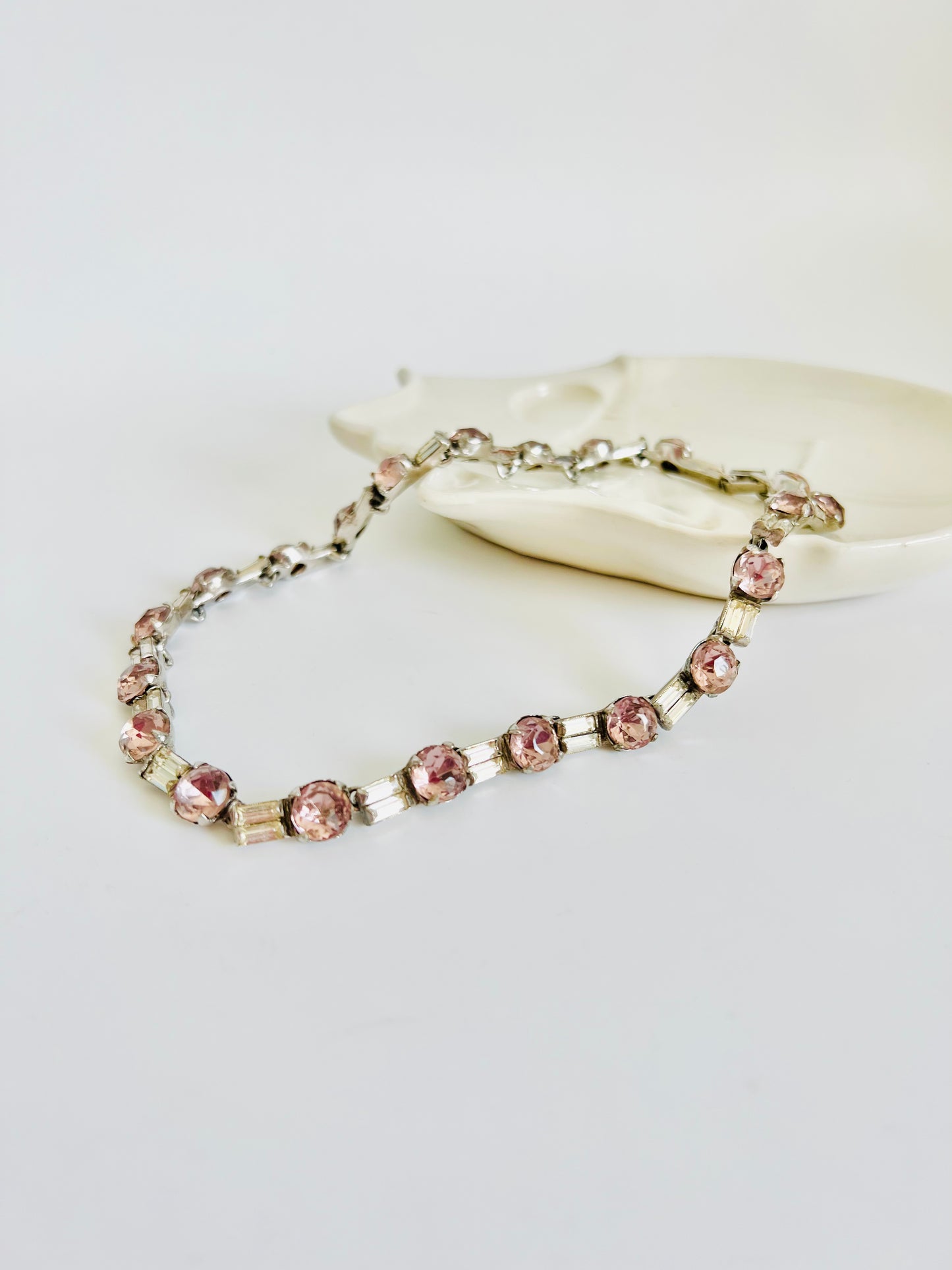 Vintage 1930s Lavender and Clear Glass Choker Necklace