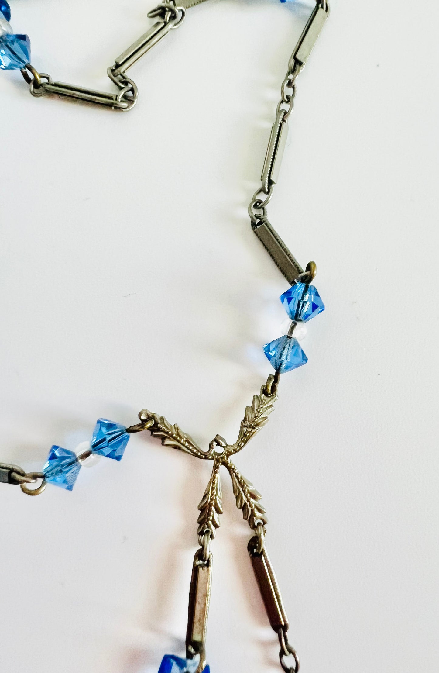 Art Deco 1930s Faceted Czech Glass Double Pendant Necklace