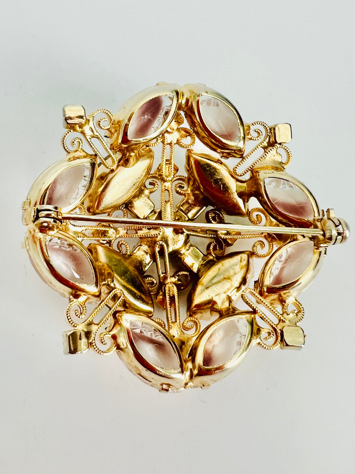 Vintage 1960s Givre Glass AB Rhinestone Midcentury Brooch Pin