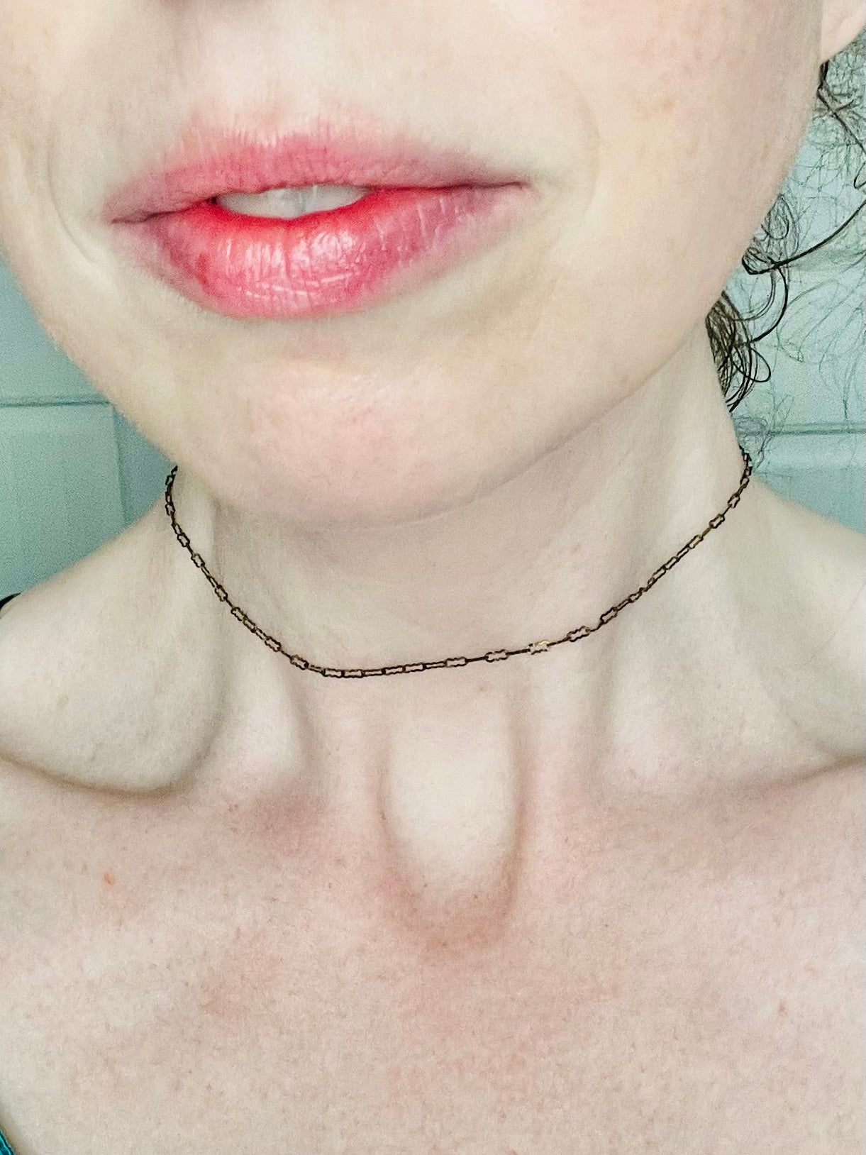 Art Deco Green Czech Faceted Glass Teardrop Lariat Necklace