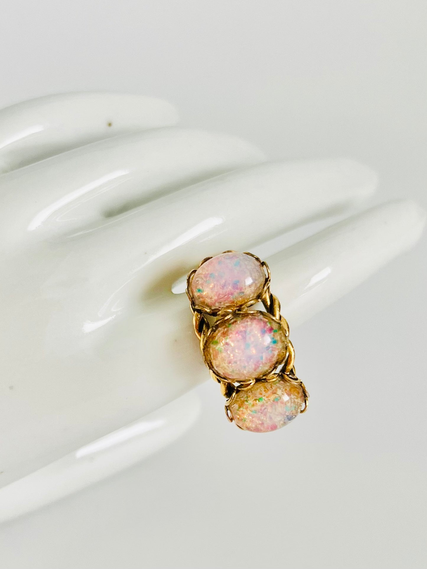 Vintage 1960s Foil Opal Western Germany Adjustable Ring