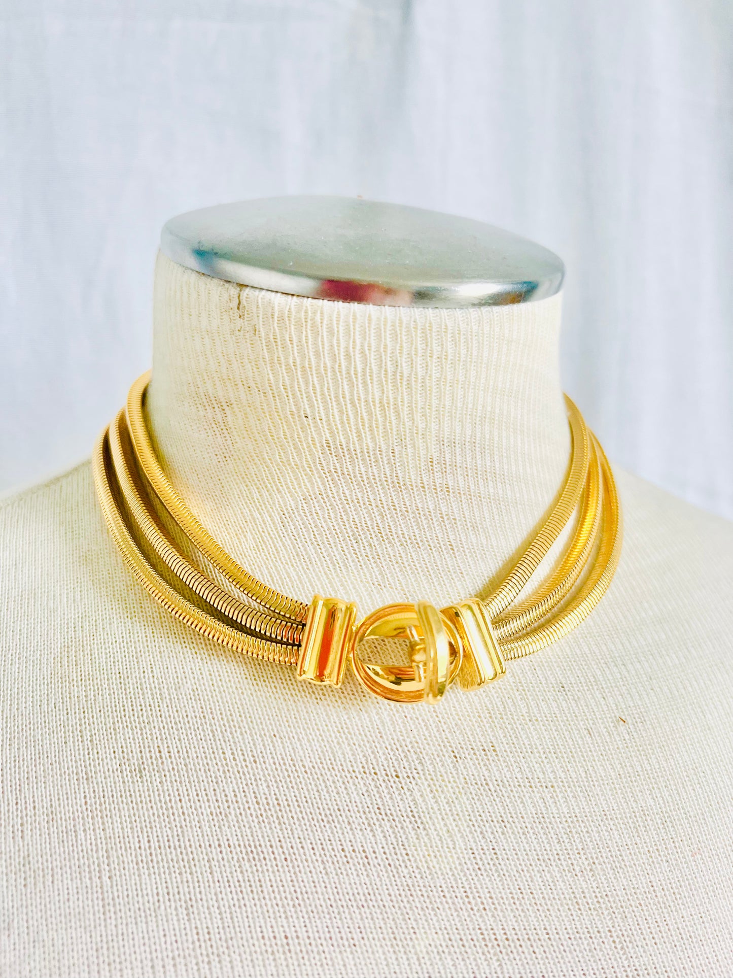 Vintage 90s Gold Monet Three Strand Layered Necklace