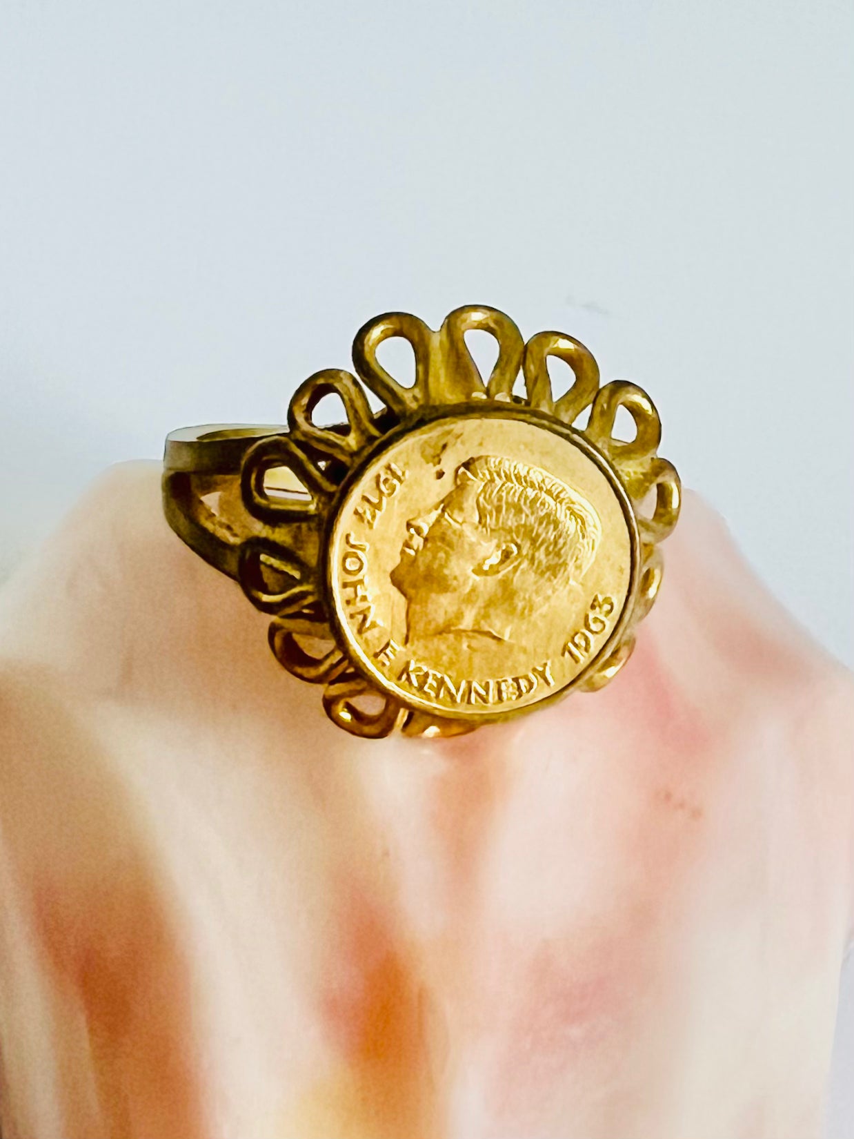 Vintage John F. Kennedy Western Germany Brass Ring