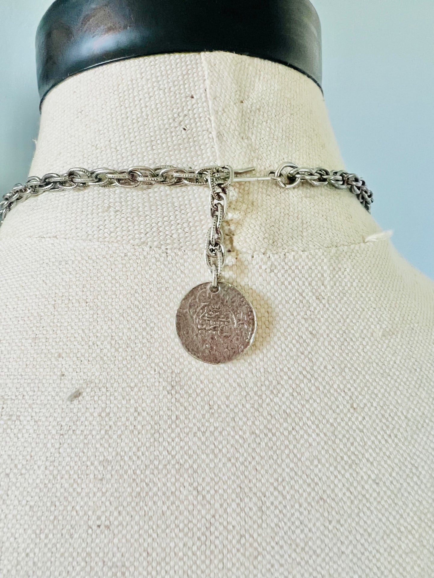 Vintage 1970s Etruscan Revival Silver Statement Necklace