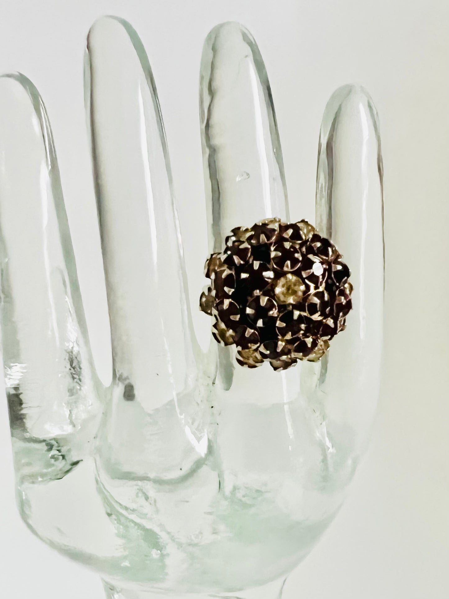 Vintage Silvertone Purple Prong Set Rhinestone Cocktail Ring