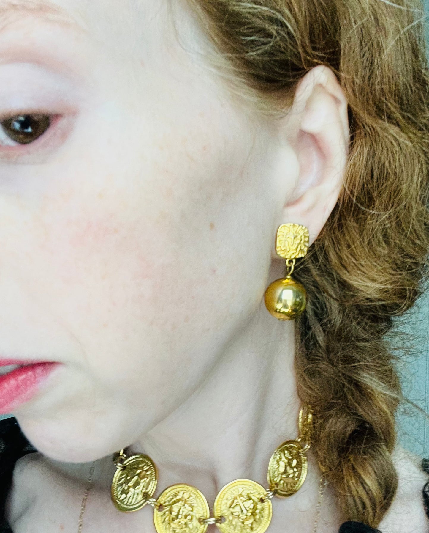 Vintage 1980s Anne Klein Style Gold Lion Earrings