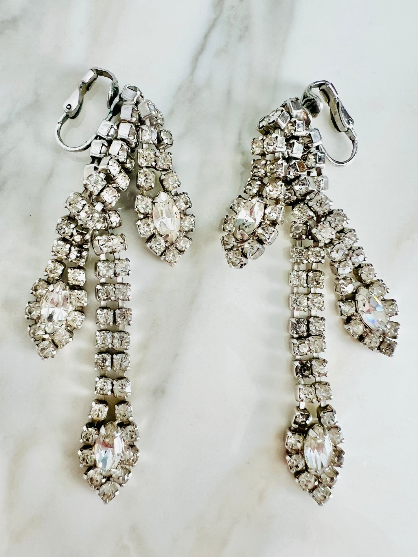 Vintage Triple Layer Rhinestone Sparkling Earrings