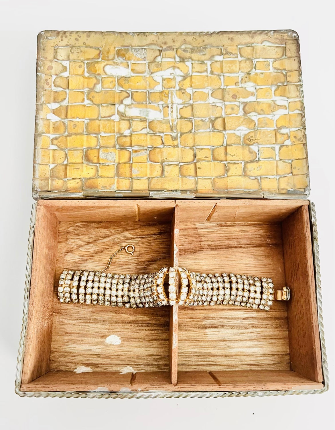 Vintage Handcrafted Brass and Wood Keepsake Treasure Box