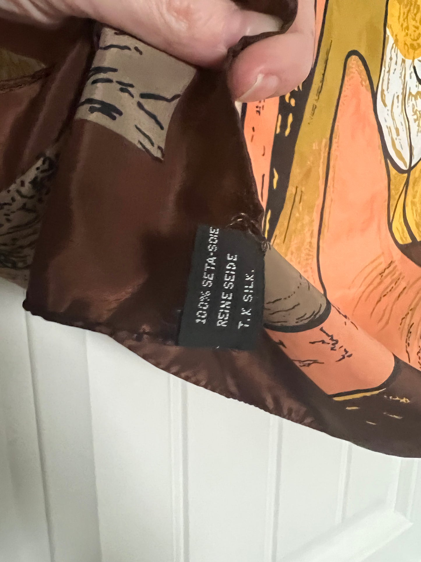 Vintage Picasso Large Brown Silk Scarf