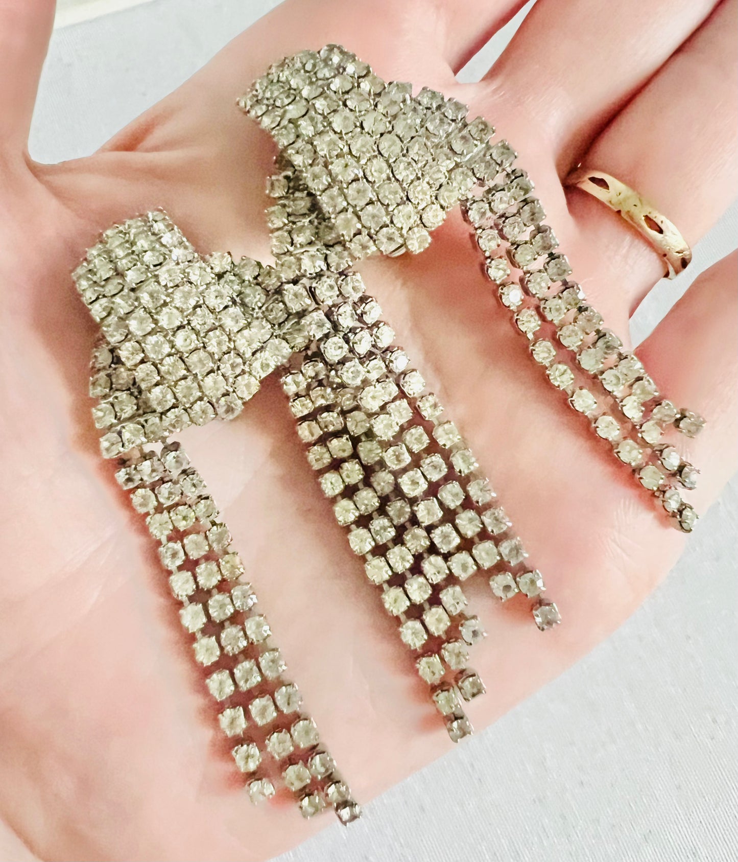 Vintage Massive Sparkling Rhinestone Clip Earrings