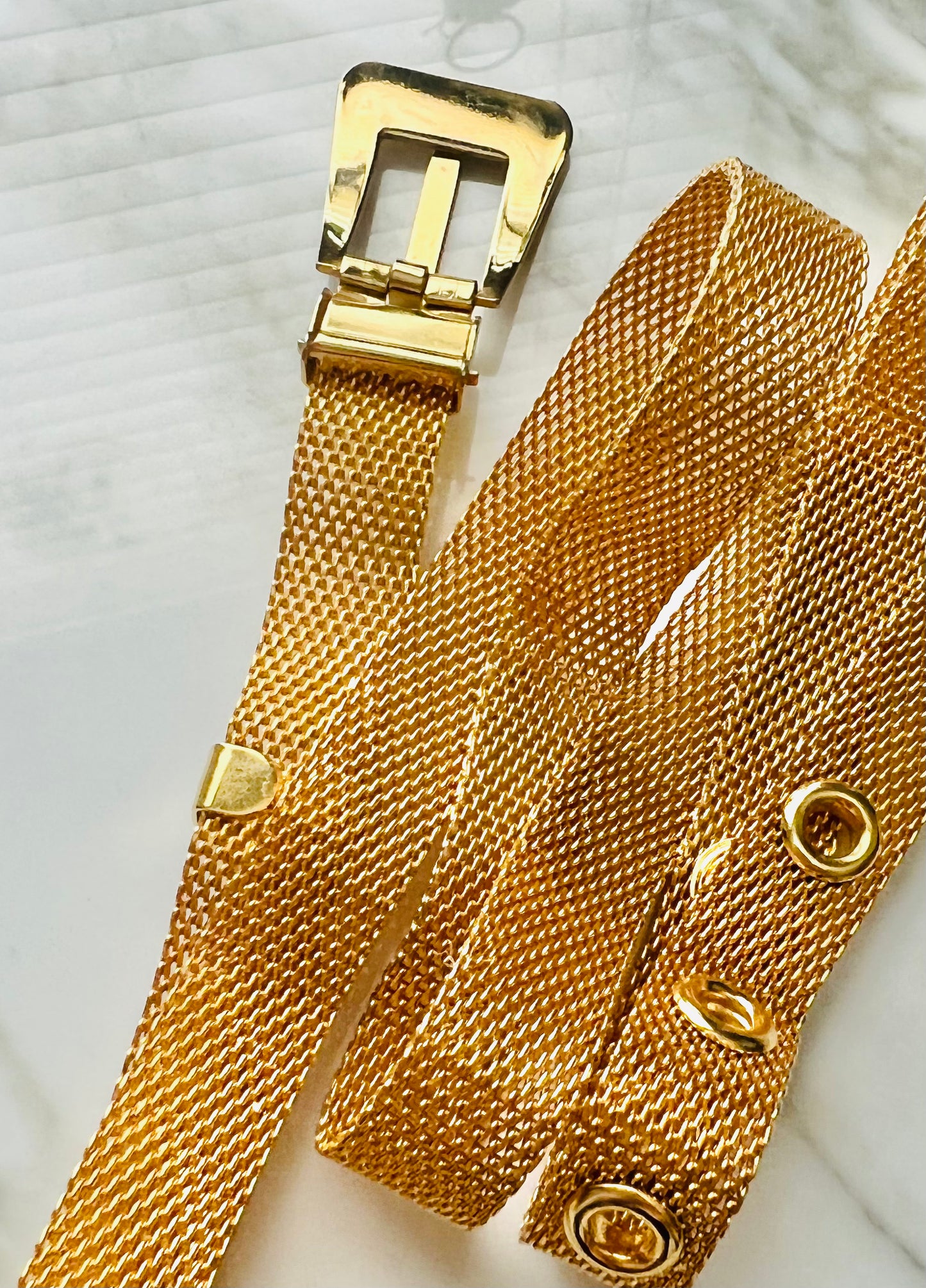 Vintage 1970s Gold Whiting and Davis Style Mesh Belt