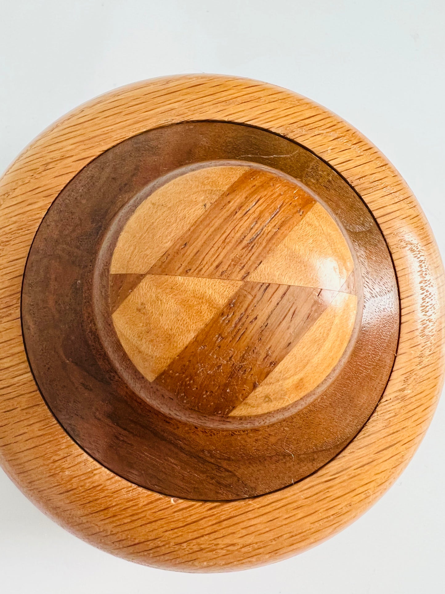 Handcrafted Round Wood Trinket Dish Keepsake Box