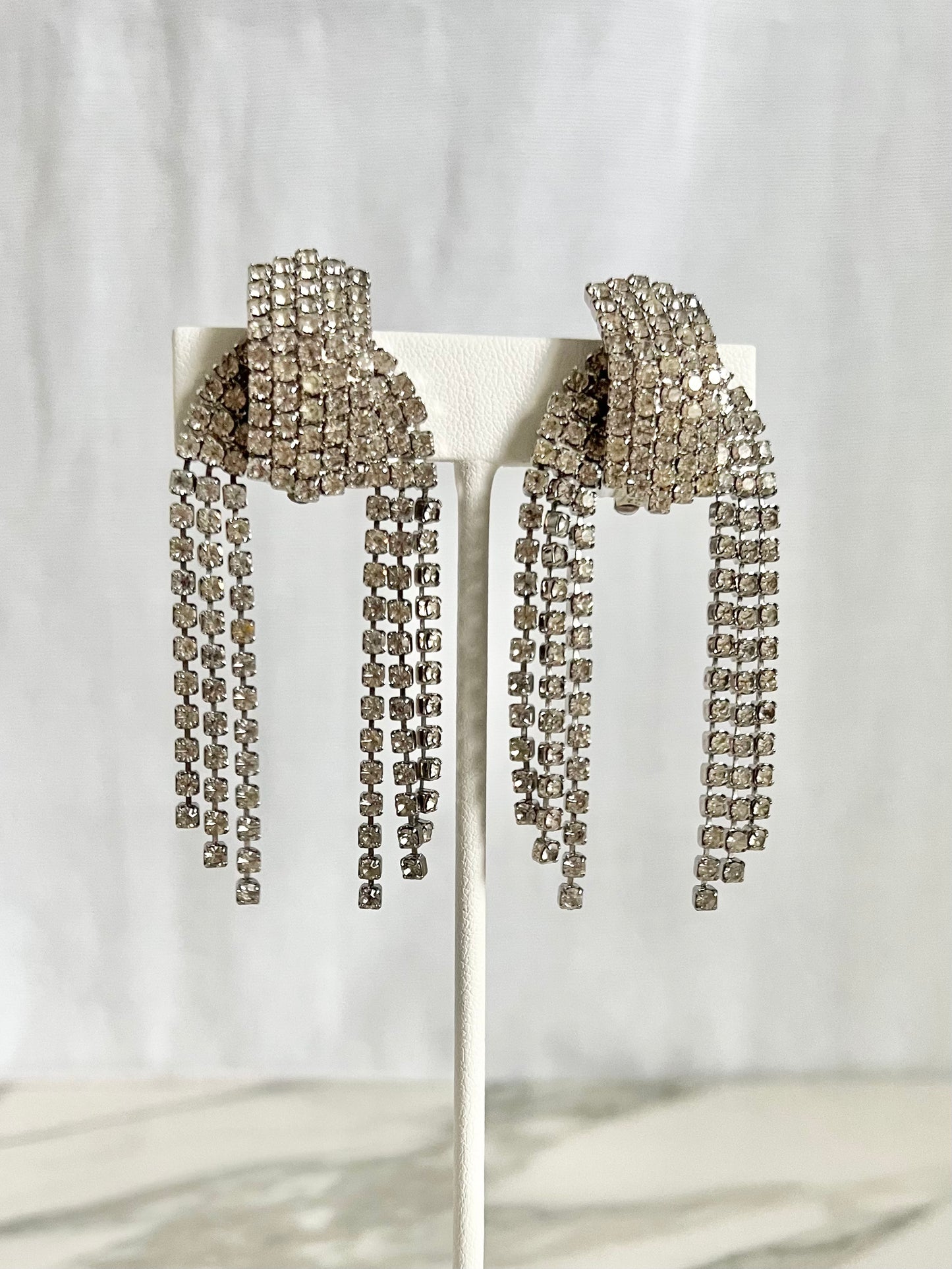 Vintage Massive Sparkling Rhinestone Clip Earrings