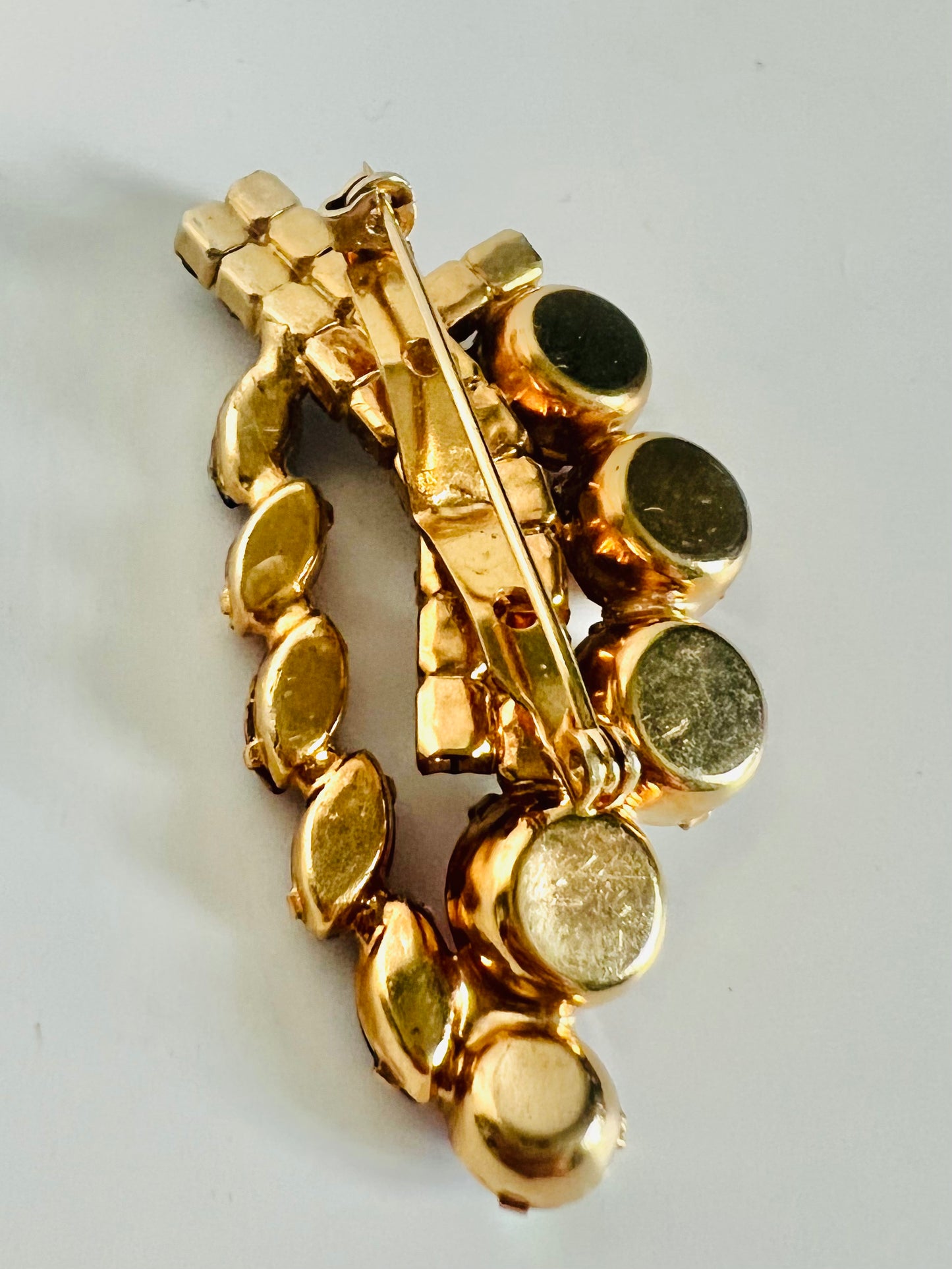 Vintage Midcentury Red AB Rhinestones Dragons Breath Brooch Pin