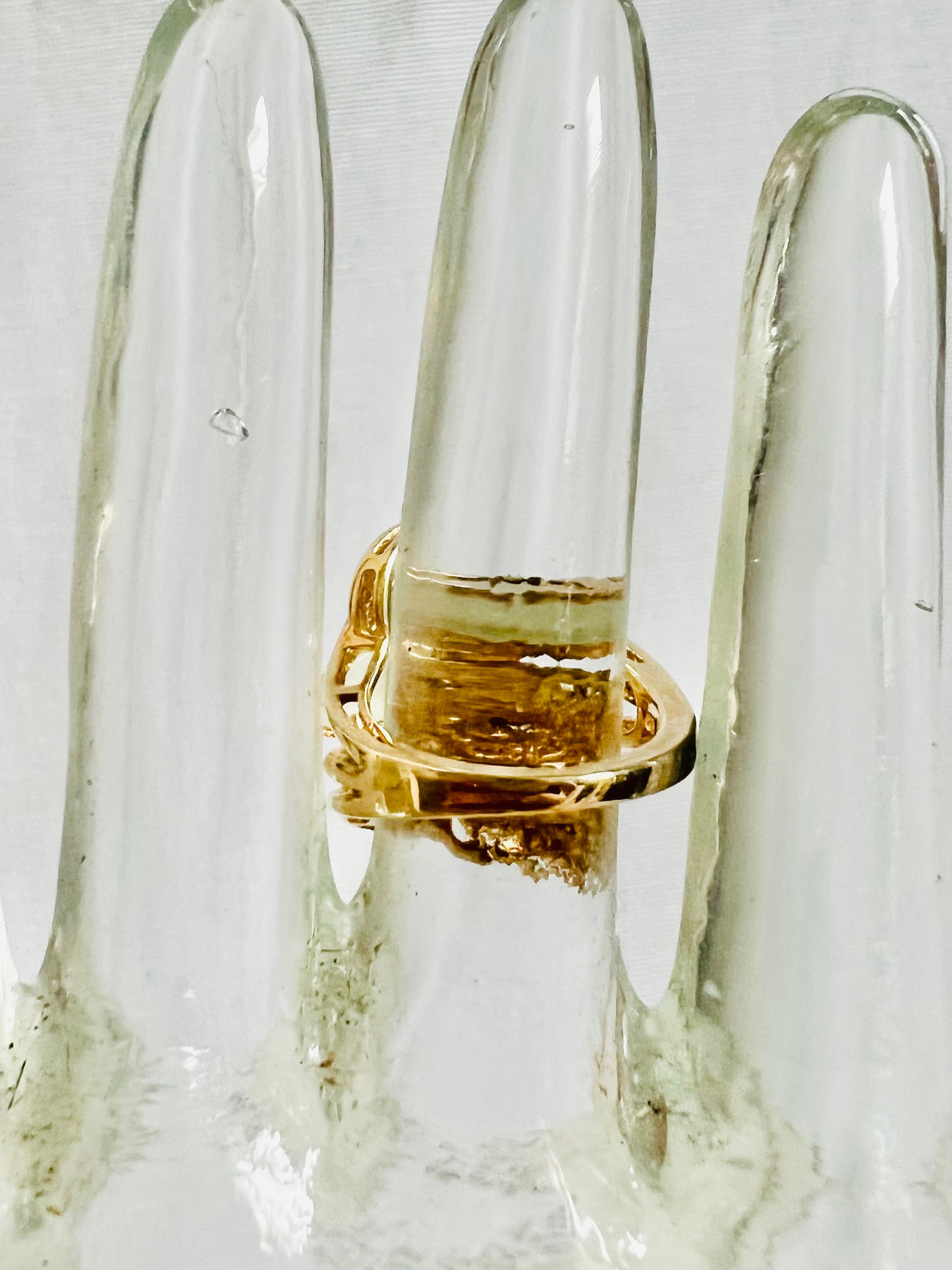 Jade and Diamond Gold Over Sterling Ring