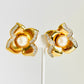 Vintage 1980s Swarovski Crystal Gold Pearl Clip Earrings