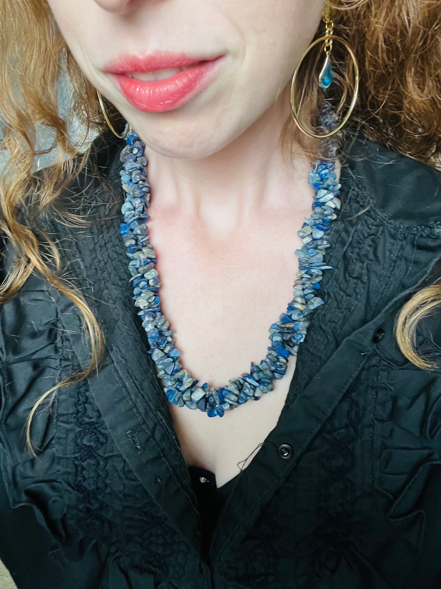 Vintage Blue Lapis Layered Statement Necklace