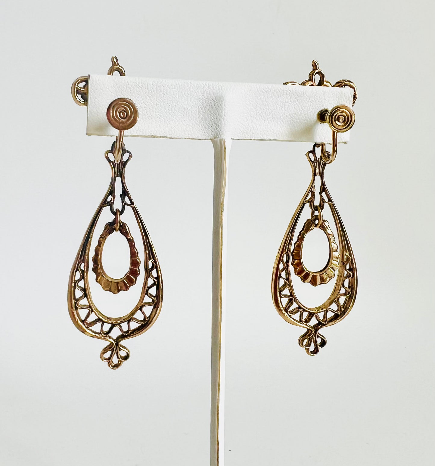 Vintage 1940s Victorian Revival Ornate Drop Earrings