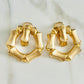 Vintage 1980s Gold Bamboo Door Knocker Clip Earrings