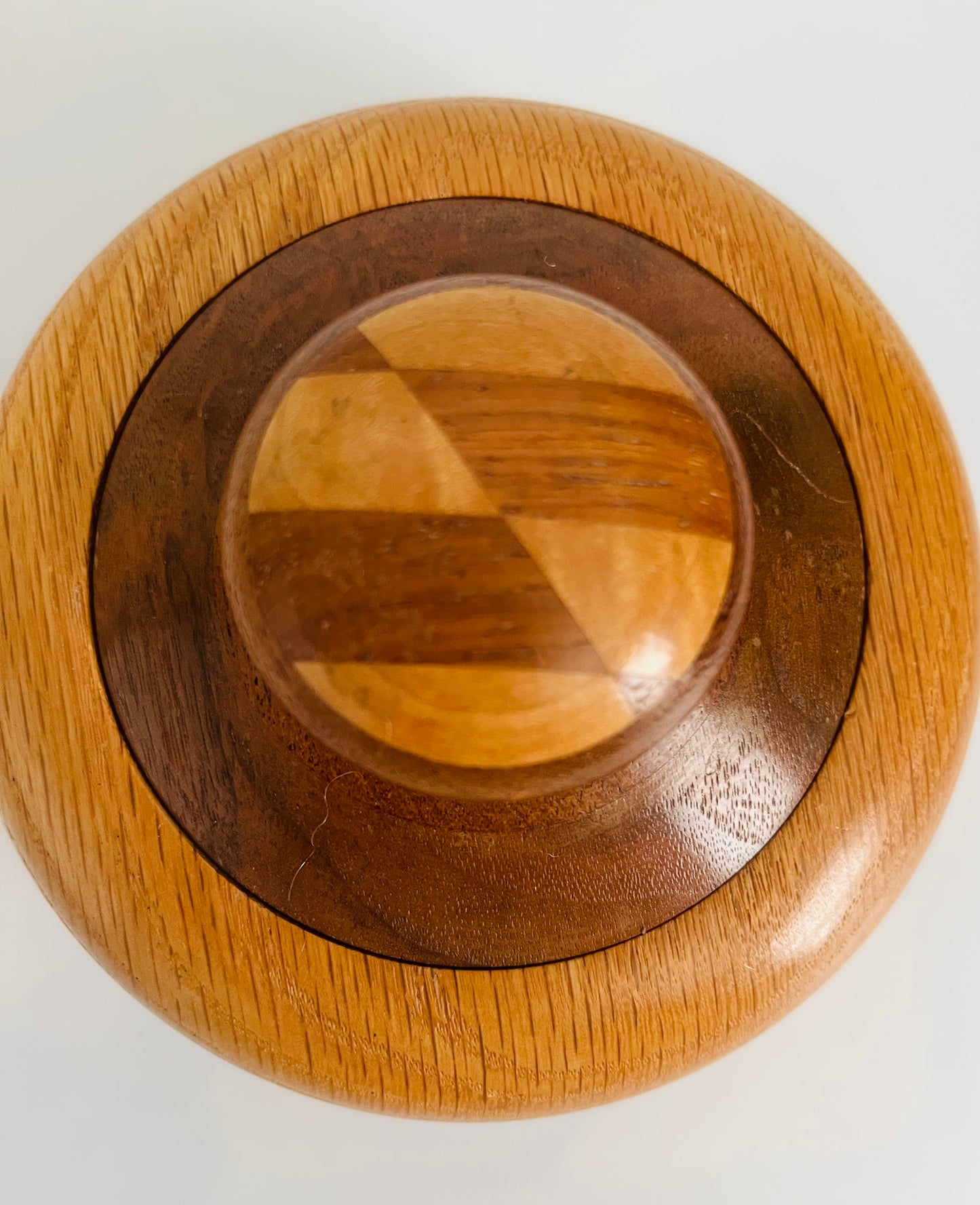Handcrafted Round Wood Trinket Dish Keepsake Box