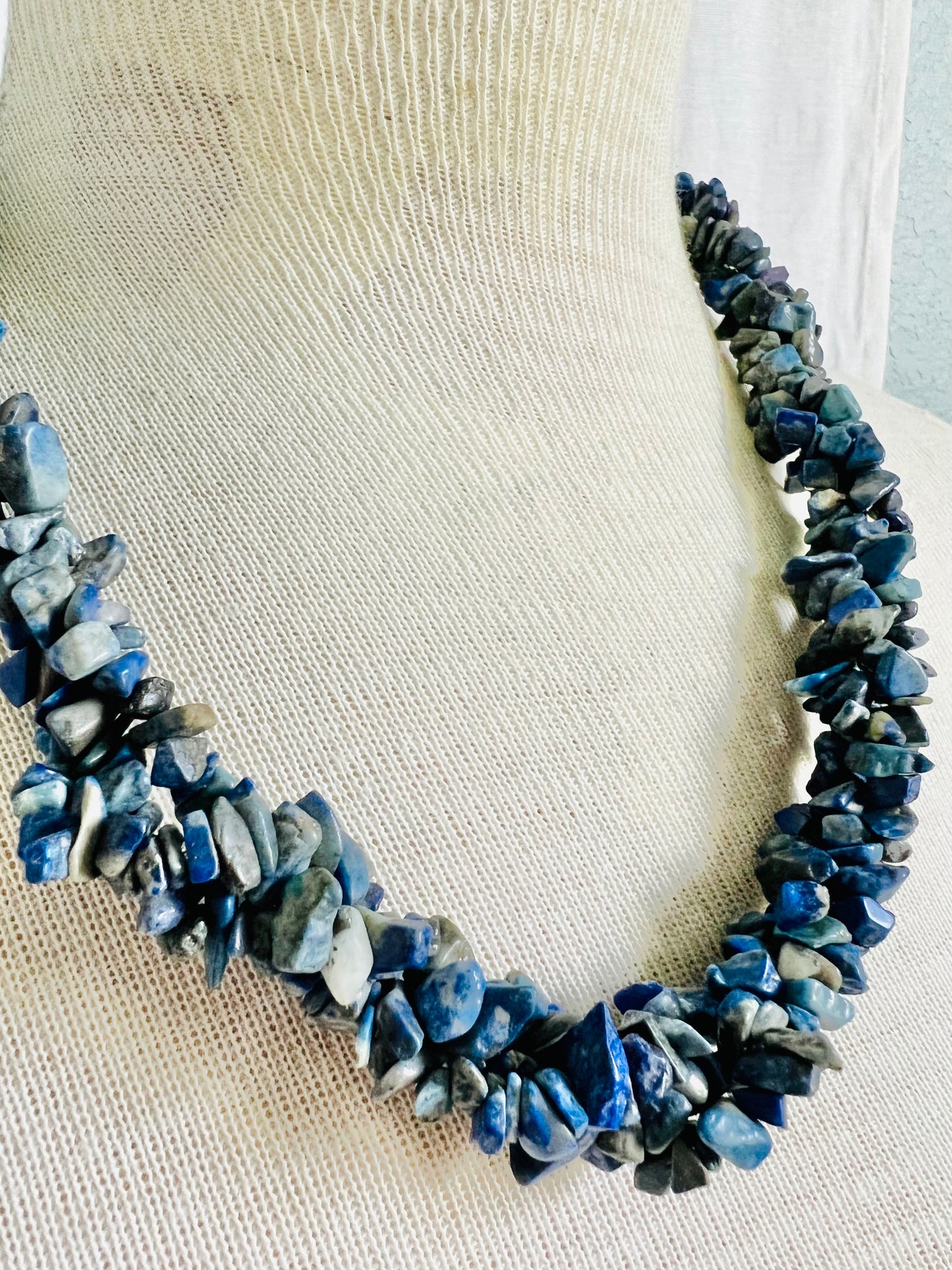Vintage Blue Lapis Layered Statement Necklace