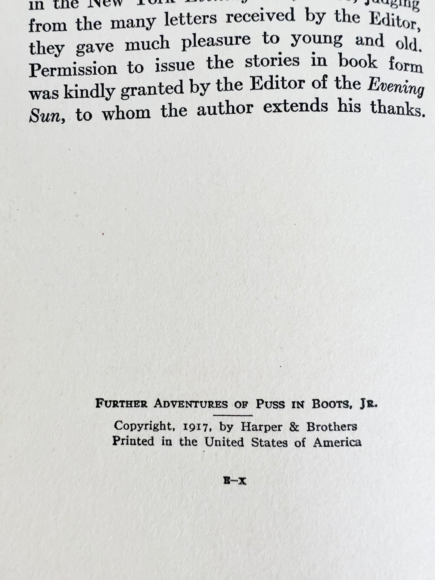 Antique Puss In Boots Jr. Harper Brothers 1917 Edition