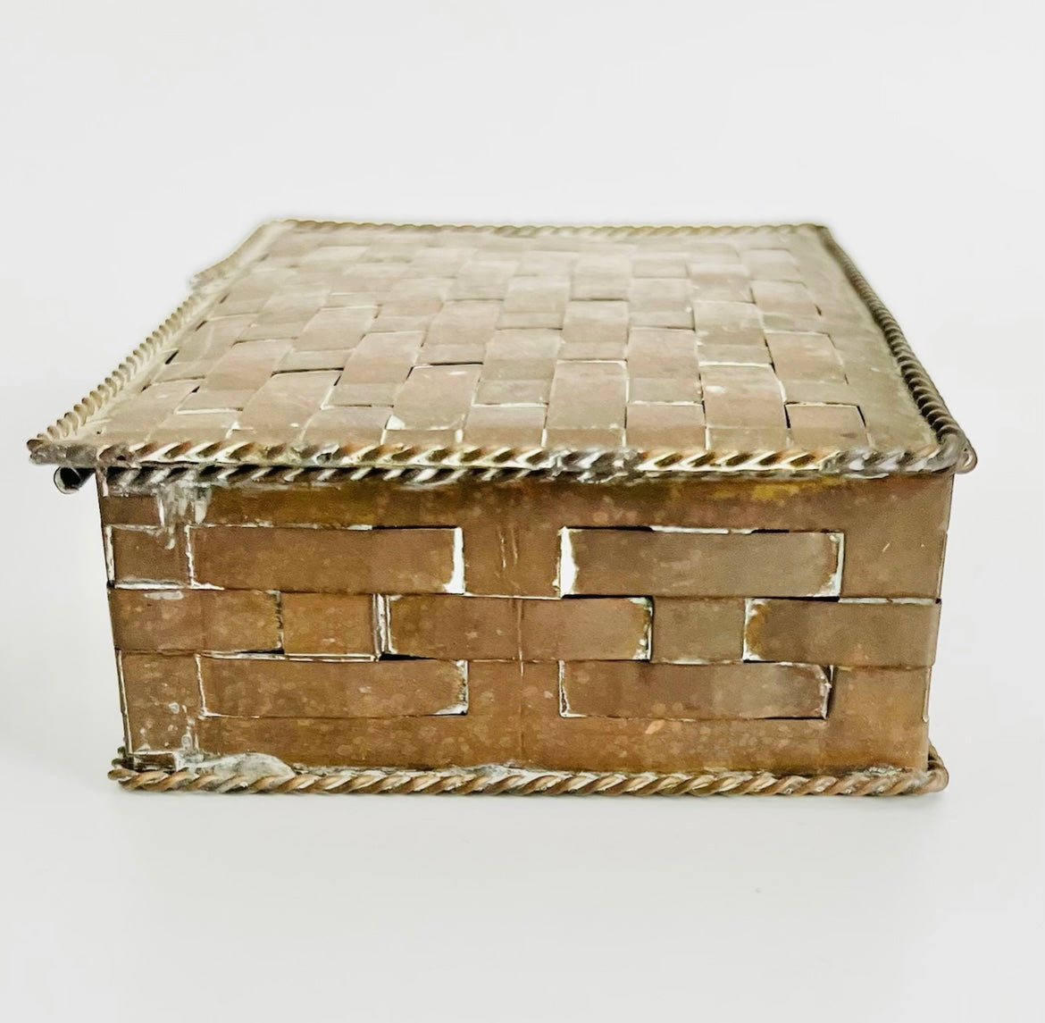 Vintage Handcrafted Brass and Wood Keepsake Treasure Box