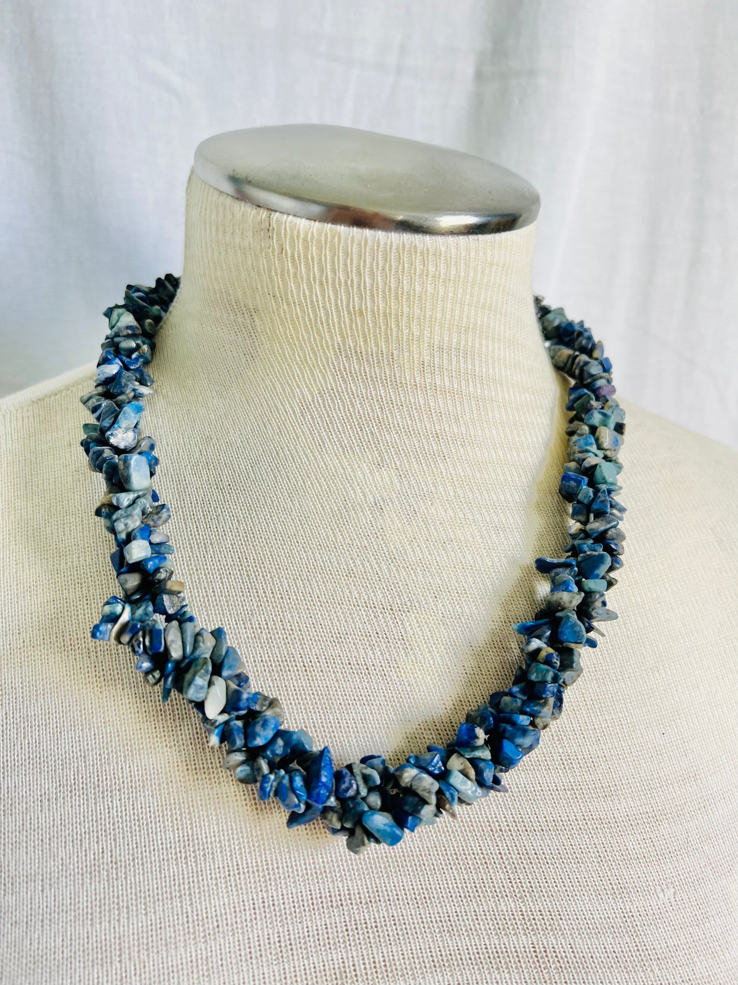 Vintage Blue Lapis Layered Statement Necklace