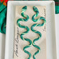 Vintage Handcrafted Slithering Snake Green Artisan Pierced Earrings