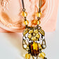 Vintage Citrine Czech Glass Enamel 1930s Necklace