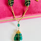 Vintage Green Wrapped Glass Pendant Necklace