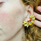 Vintage 1960s Schiaparelli Massive Topaz Rhinestone Earclimber Clip Earrings