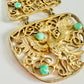 Vintage 1970s Gold and Green Phoenix Rising Statement Necklace