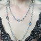 Art Deco 1930s Faceted Blue Glass Flapper Style Necklace