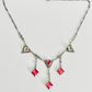 Stunning Art Deco Pink Faceted Glass Silver Chain Necklace