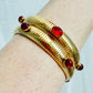 Vintage Red Glass Gold Tone Expandable Bracelets