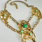 Vintage 1970s Gold and Green Phoenix Rising Statement Necklace