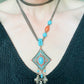 Vintage 1970s Signed Hobe Faux Turquoise and Coral Necklace