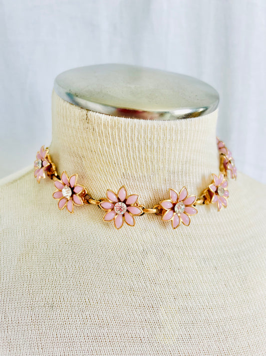 Vintage 1960s Lavender Flowers Celluloid Necklace